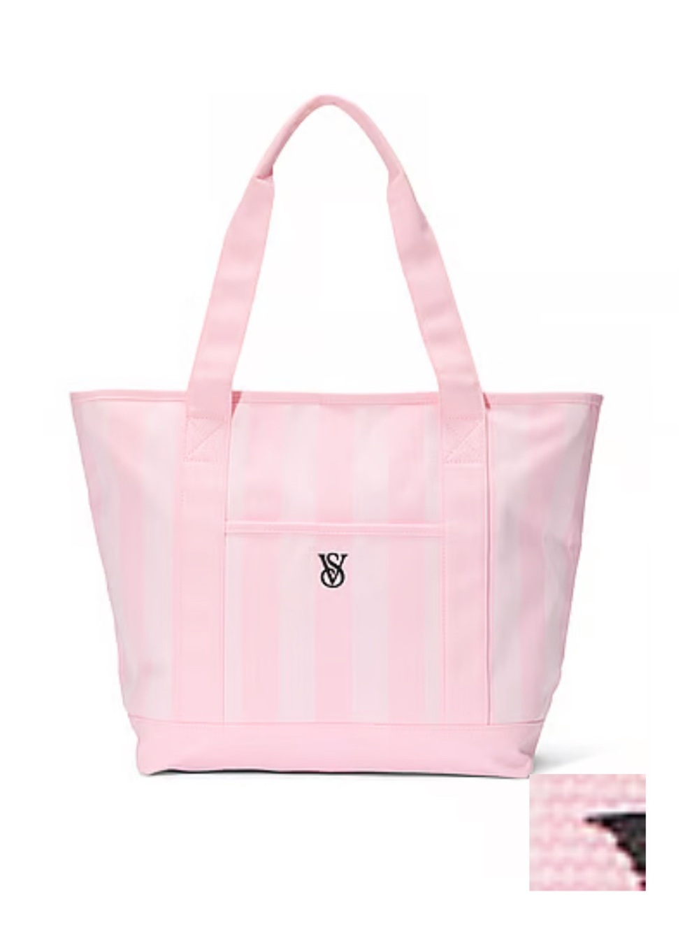 New Pink Victoria's Secret Signature Canvas Tote Bag Heritage Striped Purse